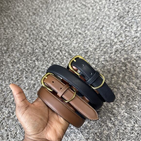 VTG Dockers Belt L 30-34 Top Grain Cowhide Leather Women Black Brown Staple NEW - Picture 1 of 6